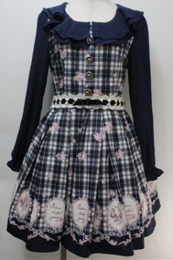 画像1: LIZ LISA / チェックローズワンピース  紺 S-25-10-27-021-LO-OP-HR-ZS