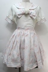 LIZ LISA / ローズプリントセーラーワンピース  白ｘピンク S-25-10-27-023-LO-OP-AS-ZS
