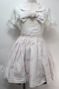 LIZ LISA / ローズプリントセーラーワンピース  白ｘピンク S-25-10-27-023-LO-OP-AS-ZS