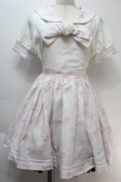 画像1: LIZ LISA / ローズプリントセーラーワンピース  白ｘピンク S-25-10-27-023-LO-OP-AS-ZS