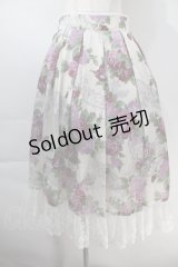 axes femme / ラフィネローズ柄タックスカート  オフｘ紫 S-25-10-29-048-AX-SK-AS-ZS