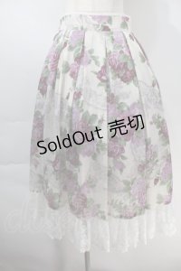 axes femme / ラフィネローズ柄タックスカート  オフｘ紫 S-25-10-29-048-AX-SK-AS-ZS