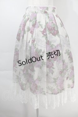 画像1: axes femme / ラフィネローズ柄タックスカート  オフｘ紫 S-25-10-29-048-AX-SK-AS-ZS
