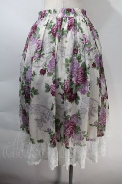 画像2: axes femme / ラフィネローズ柄タックスカート  オフx紫 S-25-10-29-048-AX-SK-AS-ZS