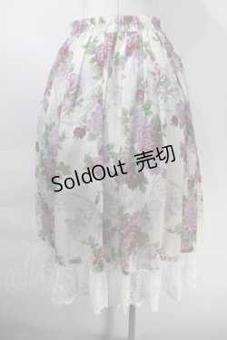 画像2: axes femme / ラフィネローズ柄タックスカート  オフｘ紫 S-25-10-29-048-AX-SK-AS-ZS