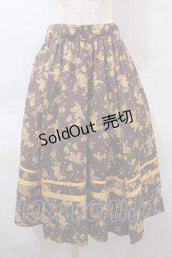 画像1: axes femme / キンモクセイ柄イレヘムスカート  ブラウン S-25-10-29-052-AX-SK-AS-ZS