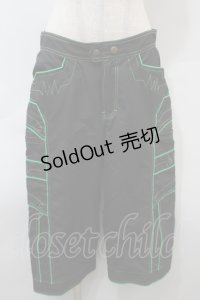 PUNK / ハーフパンツ  黒ｘグリーン S-25-10-29-058-PU-PA-HR-ZS