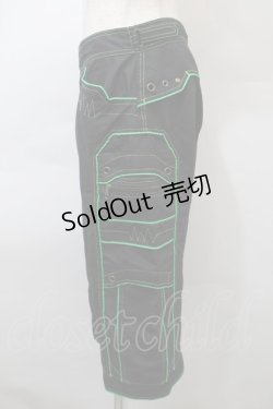画像3: PUNK / ハーフパンツ  黒ｘグリーン S-25-10-29-058-PU-PA-HR-ZS