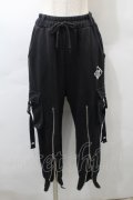 KRY CLOTHING / ZIPデザインスウェットパンツ  黒 S-25-10-29-063-EL-PA-HR-ZS
