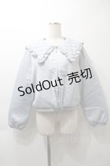 axes femme POETIQUE / キルティングビッグ襟ブルゾン M サックス S-25-10-29-064-AX-JA-AS-ZS