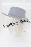 axes femme / アソートフラワーカンカン帽  紺 S-25-10-29-008-AX-AC-HR-ZS