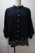 axes femme / ボリュームスリーブブラウス  紺 S-25-10-29-025-AX-BL-AS-ZS