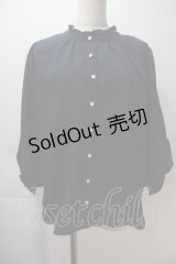 axes femme / ボリュームスリーブブラウス  紺 S-25-10-29-025-AX-BL-AS-ZS