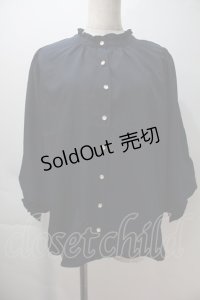 axes femme / ボリュームスリーブブラウス  紺 S-25-10-29-025-AX-BL-AS-ZS