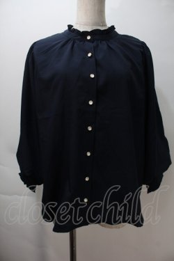 画像1: axes femme / ボリュームスリーブブラウス  紺 S-25-10-29-025-AX-BL-AS-ZS