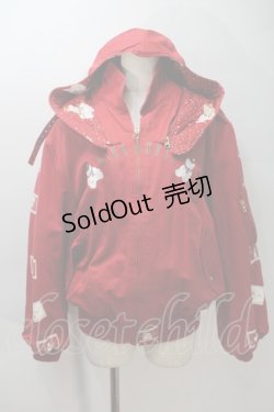 画像1: PINK HOUSE / テディ刺繍ブルゾン  赤 S-25-10-29-028-LO-JA-AS-ZS