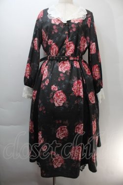 画像1: axes femme NOSTALGIE / 刺繍襟花柄ワンピース  黒 S-25-10-29-043-AX-OP-AS-ZS