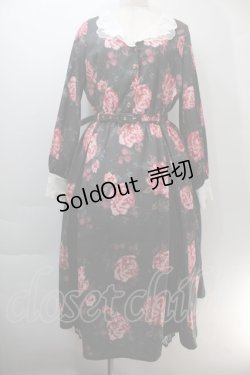 画像1: axes femme NOSTALGIE / 刺繍襟花柄ワンピース  黒 S-25-10-29-043-AX-OP-AS-ZS