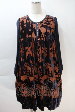 画像1: Jane Marple / フェアリーテイルオパールミニワンピース  ブラウンx紺 S-25-10-30-045-JM-OP-AS-ZS