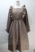 m petit by misako / CHKフリルOPナガ ワンピース M ブラウン S-25-10-30-047-LO-OP-AS-ZS