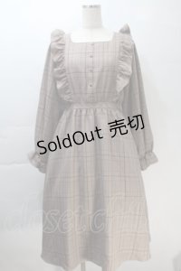 m petit by misako / CHKフリルOPナガ ワンピース M ブラウン S-25-10-30-047-LO-OP-AS-ZS