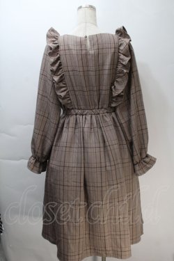 画像2: m petit by misako / CHKフリルOPナガ ワンピース M ブラウン S-25-10-30-047-LO-OP-AS-ZS