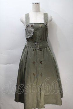 画像1: axes femme / ベルト付きミリタリージャンパースカート  カーキ S-25-10-30-048-AX-OP-HR-ZS