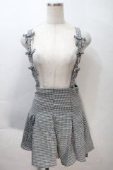 pium / ショルダーリボンサス付きフレアスカート  黒ｘ白 S-25-10-30-050-LO-TO-HR-ZS