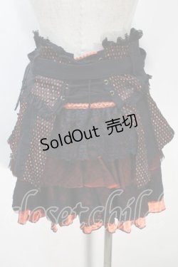 画像2: Ozz Croce / オーバーフラップコルセット付きティアードスカート  黒ｘオレンジ S-25-10-30-051-OO-SK-HR-ZS