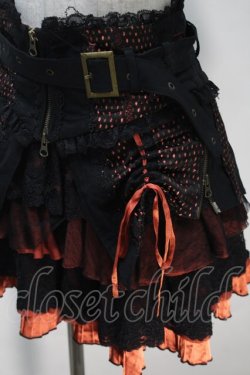 画像3: Ozz Croce / オーバーフラップコルセット付きティアードスカート  黒xオレンジ S-25-10-30-051-OO-SK-HR-ZS