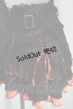 画像3: Ozz Croce / オーバーフラップコルセット付きティアードスカート  黒ｘオレンジ S-25-10-30-051-OO-SK-HR-ZS