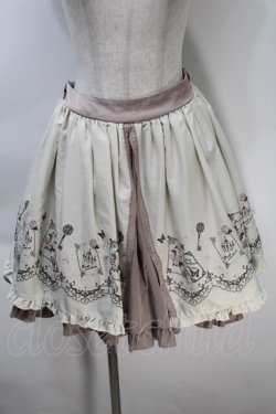 画像1: axes femme / カード刺繍スカート  キナリxベージュ S-25-10-30-058-AX-SK-HR-ZS