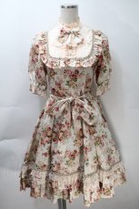 画像1: Victorian maiden / ロココブーケクラシカルドールパフスリーブドレス  ロココピーチ S-25-10-30-1006-CL-OP-AS-ZS (1)
