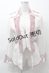 Ozz oneste / フロントZIPジャケット  白ｘピンク S-25-10-30-1003-OO-JA-AS-ZS