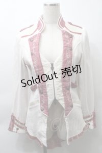 Ozz oneste / フロントZIPジャケット  白ｘピンク S-25-10-30-1003-OO-JA-AS-ZS