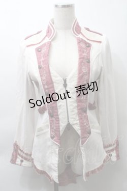 画像1: Ozz oneste / フロントZIPジャケット  白xピンク S-25-10-30-1003-OO-JA-AS-ZS