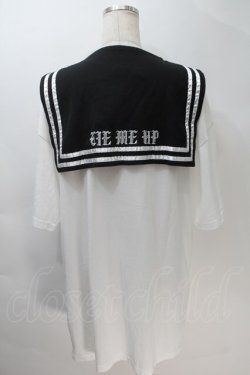 画像2: LISTEN FLAVOR / レースアップリボンセーラーワンピース  白x黒 S-25-10-30-016-PU-OP-HR-ZS