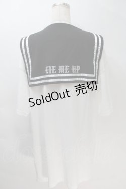 画像2: LISTEN FLAVOR / レースアップリボンセーラーワンピース  白ｘ黒 S-25-10-30-016-PU-OP-HR-ZS