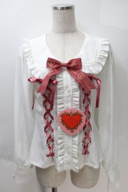 画像1: BABY,THE STARS SHINE BRIGHT / Waffle Cottonうさみみセーラーブラウス  白Xピンク S-25-10-30-017-BA-TO-HR-ZS