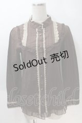 axes femme / 立ち襟レースブラウス  ブラウン S-25-10-30-025-AX-BL-HR-ZS