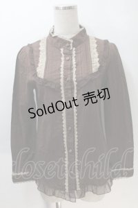 axes femme / 立ち襟レースブラウス  ブラウン S-25-10-30-025-AX-BL-HR-ZS