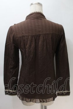 画像2: axes femme / 立ち襟レースブラウス  ブラウン S-25-10-30-025-AX-BL-HR-ZS