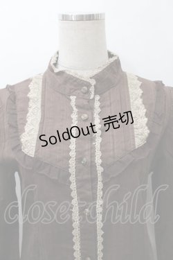 画像3: axes femme / 立ち襟レースブラウス  ブラウン S-25-10-30-025-AX-BL-HR-ZS