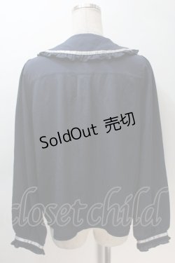 画像2: axes femme POETIQUE / 釦デザインフリルブラウス  紺 S-25-10-30-026-AX-TO-HR-ZS