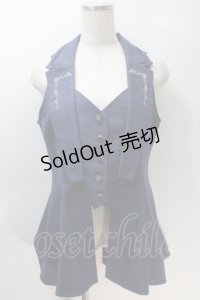 axes femme / バックタックロングベスト  紺 S-25-10-30-028-AX-JA-AS-ZS