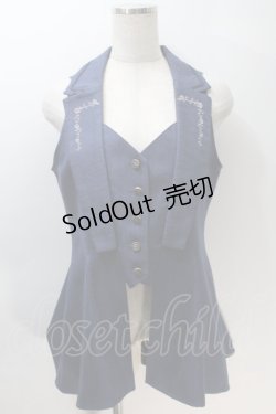 画像1: axes femme / バックタックロングベスト  紺 S-25-10-30-028-AX-JA-AS-ZS