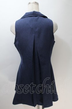 画像2: axes femme / バックタックロングベスト  紺 S-25-10-30-028-AX-JA-AS-ZS