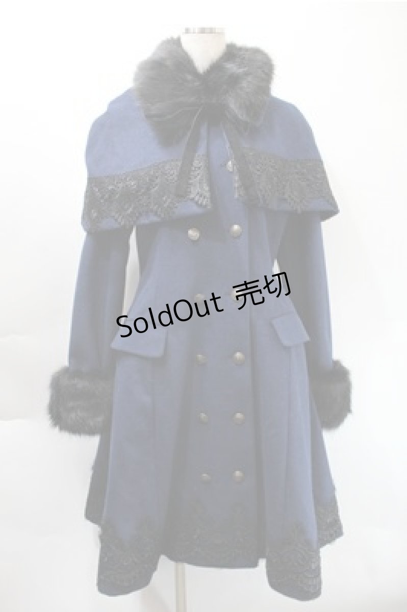 画像1: ATELIER PIERROT / ケープ付きコート  紺 S-25-10-31-038-EL-CO-AS-ZS (1)