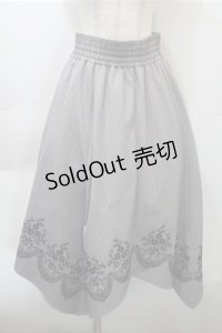 axes femme / 裾刺繍イレヘムスカート  グレー S-25-10-31-050-AX-SK-AS-ZS