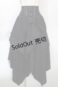Ozz Croce / 切替ロングスカート  黒 S-25-10-31-053-OO-SK-AS-ZS